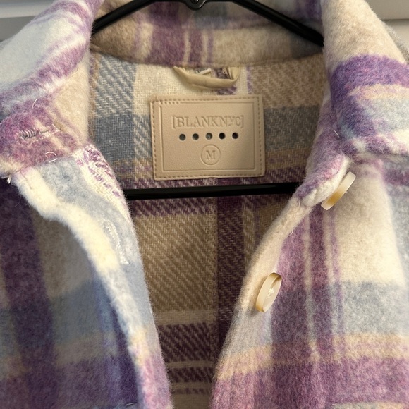 Blank nyc plaid Long Coat with Purple and Cream - Picture 3 of 4